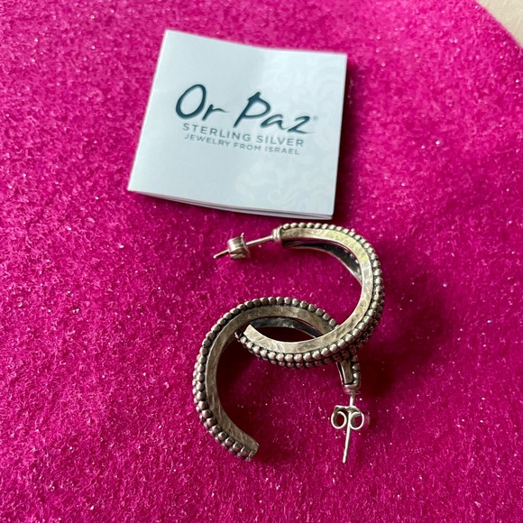 Or Paz Sterling Silver 1" Round Hoop Earrings - Picture 2 of 13